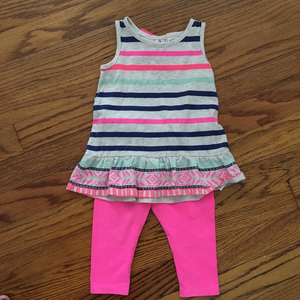 Oshkosh hot pink striped tank and pants set